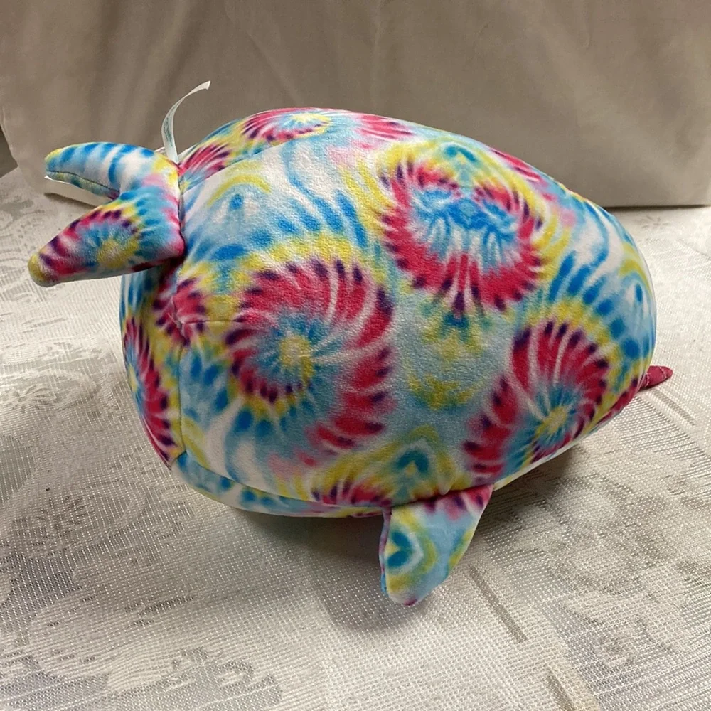 SQUISHMALLOWS Milaina Tie Dye Rainbow Colored Love Plush Narwhal Whale 10” Tall